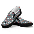 Santa Claus And Friends Pattern Print Black Slip On Sneakers