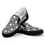 Santa Claus And Friends Pattern Print Black Slip On Shoes