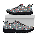 Santa Claus And Friends Pattern Print Black Sneakers