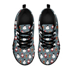 Santa Claus And Friends Pattern Print Black Sneakers