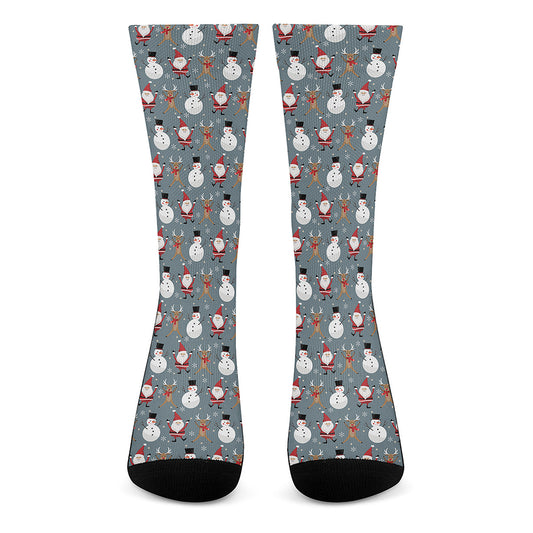 Santa Claus And Friends Pattern Print Crew Socks