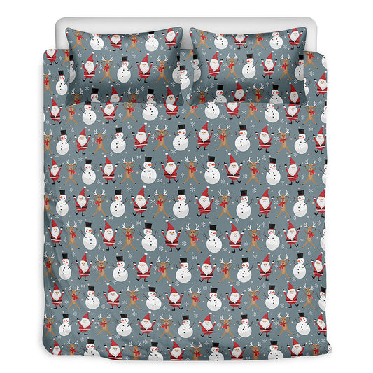 Santa Claus And Friends Pattern Print Duvet Cover Bedding Set