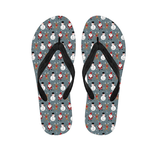 Santa Claus And Friends Pattern Print Flip Flops