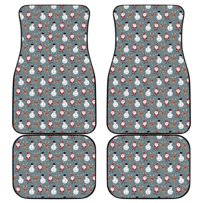 Santa Claus And Friends Pattern Print Front and Back Car Floor Mats