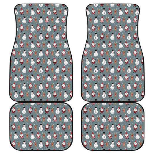 Santa Claus And Friends Pattern Print Front and Back Car Floor Mats