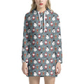 Santa Claus And Friends Pattern Print Pullover Hoodie Dress