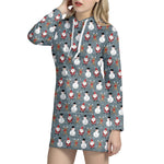 Santa Claus And Friends Pattern Print Hoodie Dress