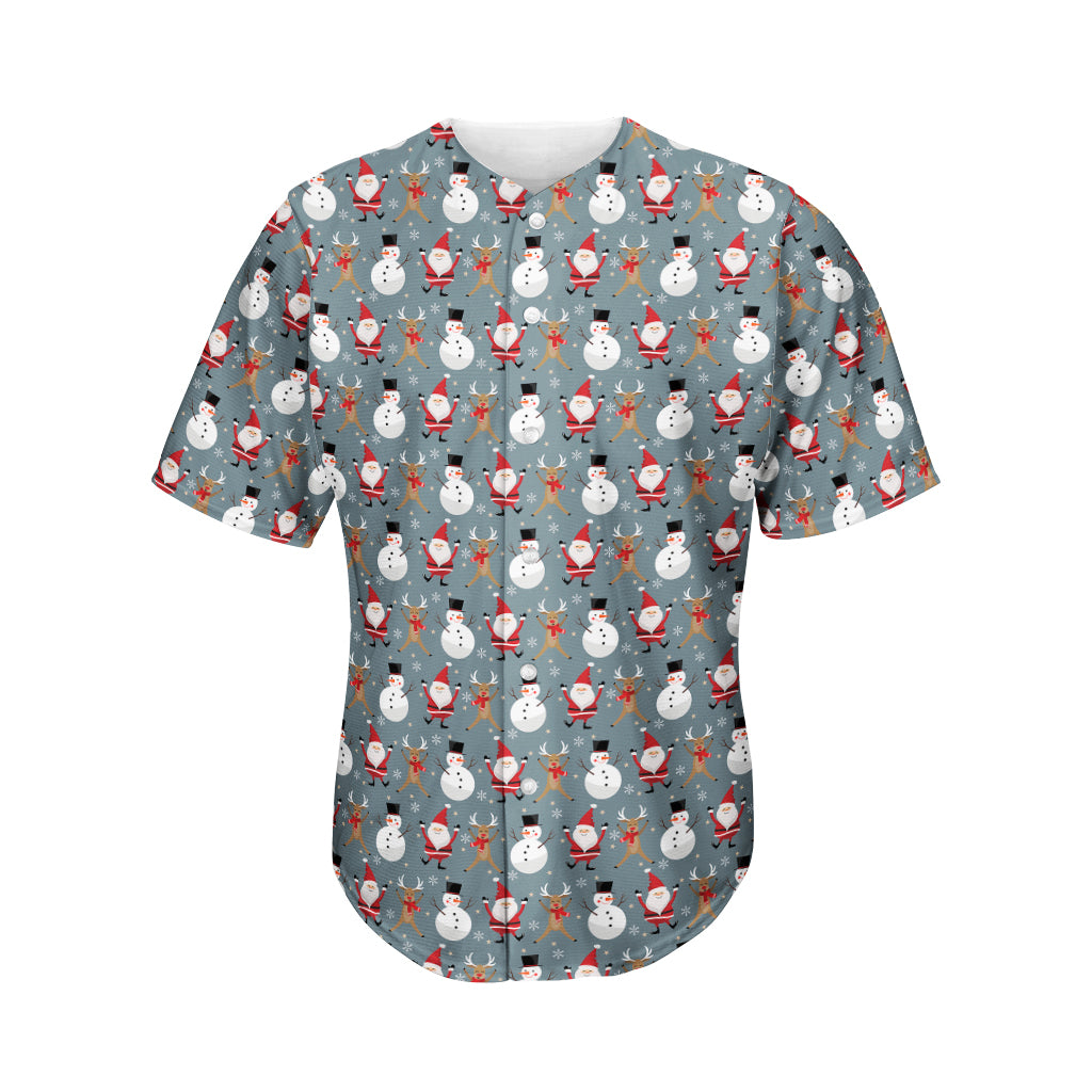 Santa Claus And Friends Pattern Print Men's Baseball Jersey