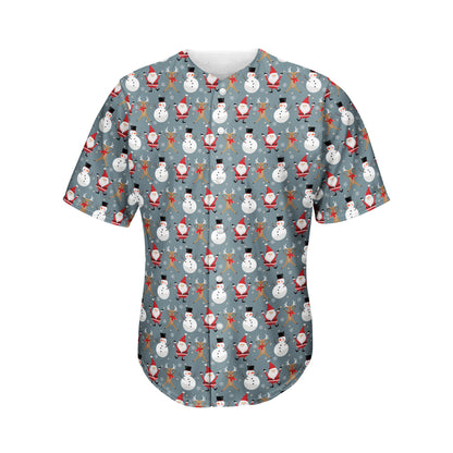 Santa Claus And Friends Pattern Print Men's Baseball Jersey