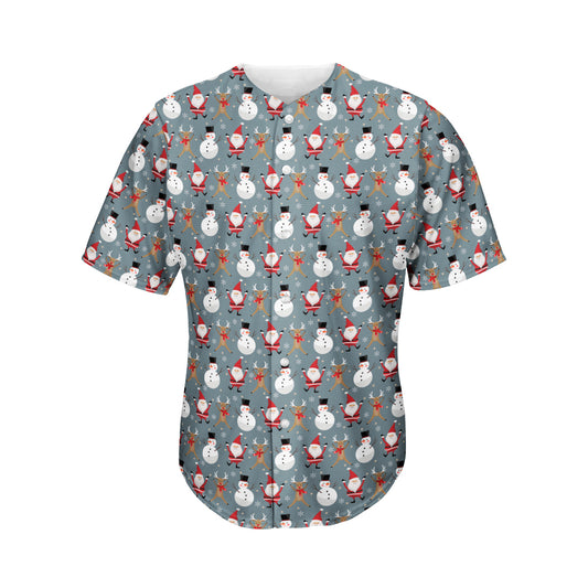 Santa Claus And Friends Pattern Print Men's Baseball Jersey