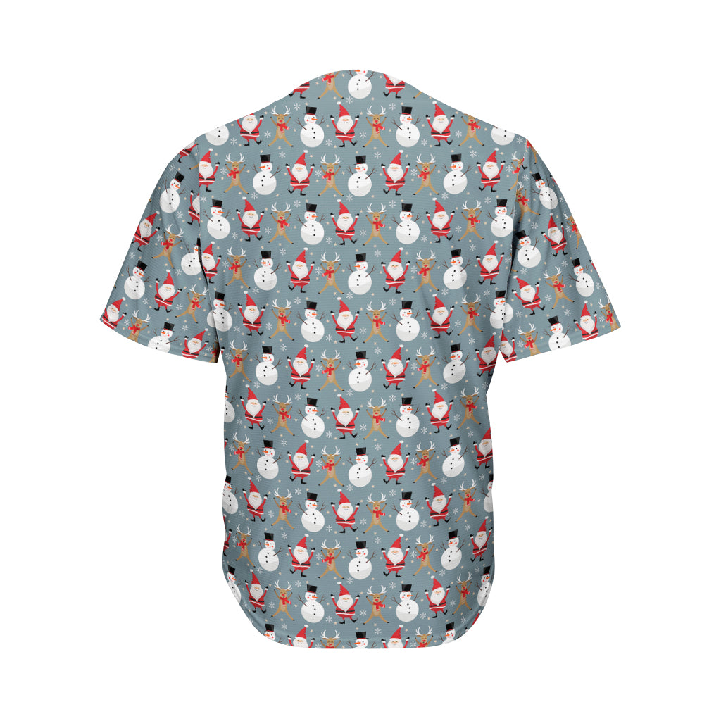 Santa Claus And Friends Pattern Print Men's Baseball Jersey