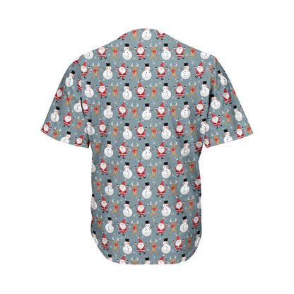 Santa Claus And Friends Pattern Print Men's Baseball Jersey