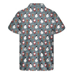 Santa Claus And Friends Pattern Print Men's Short Sleeve Shirt