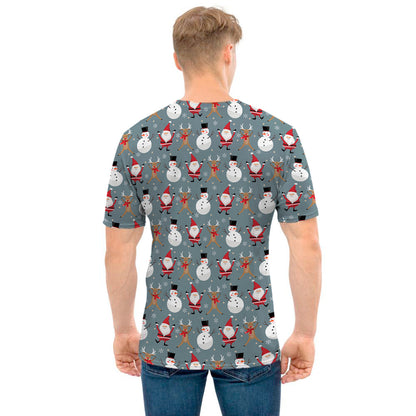 Santa Claus And Friends Pattern Print Men's T-Shirt