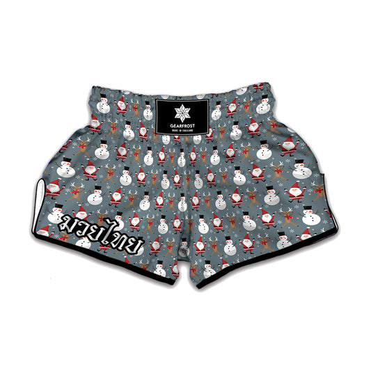 Santa Claus And Friends Pattern Print Muay Thai Boxing Shorts
