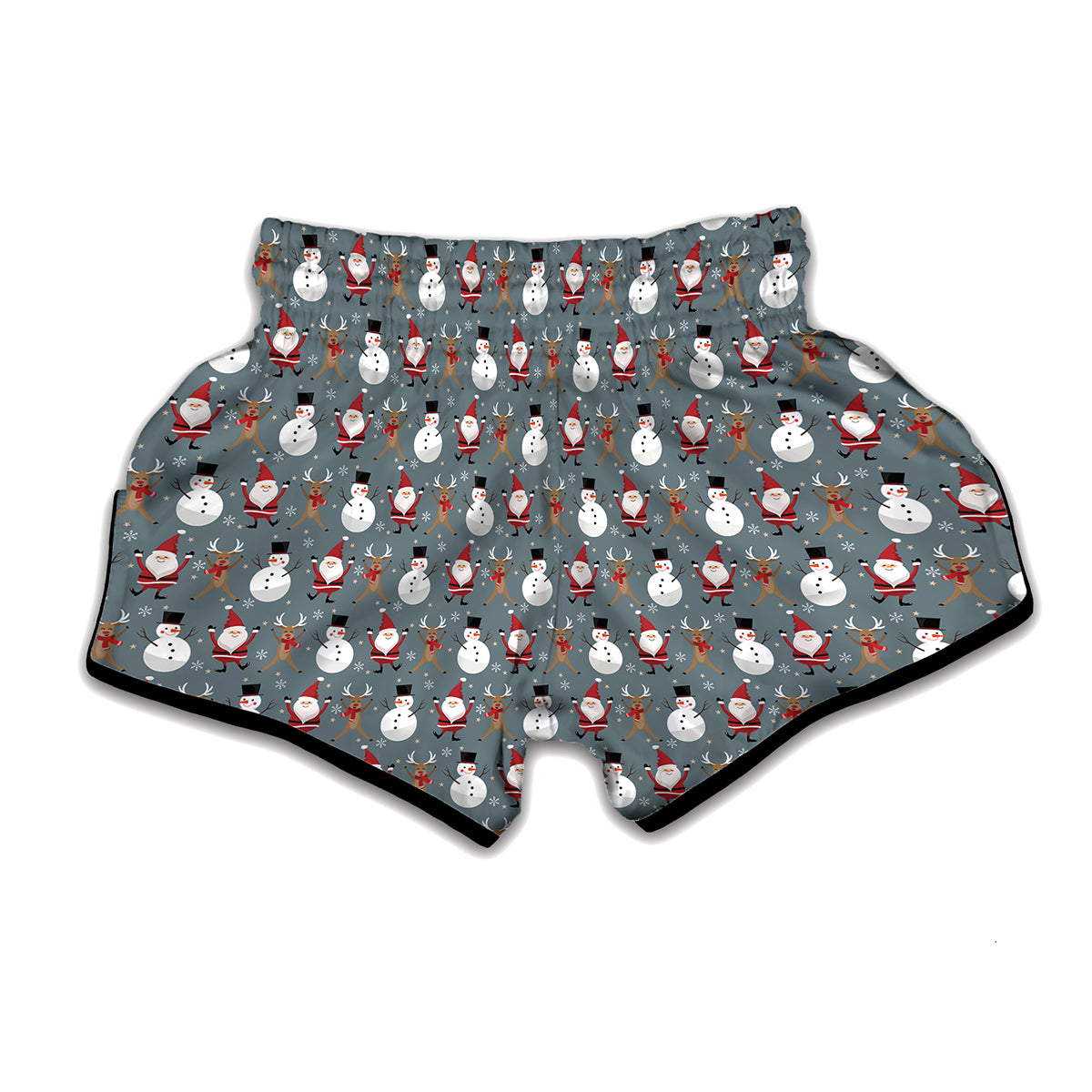 Santa Claus And Friends Pattern Print Muay Thai Boxing Shorts