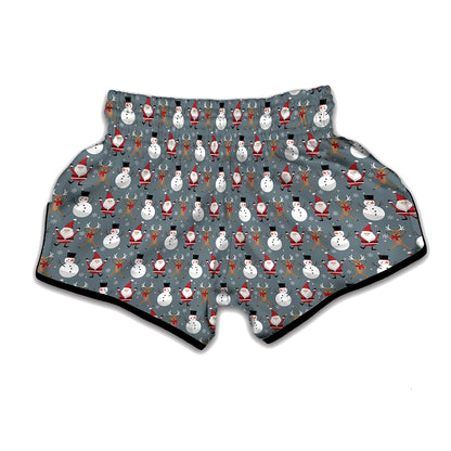 Santa Claus And Friends Pattern Print Muay Thai Boxing Shorts