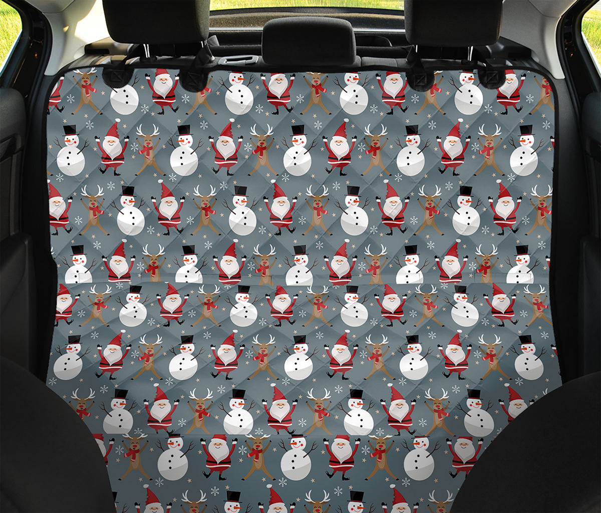 Santa Claus And Friends Pattern Print Pet Car Back Seat Cover