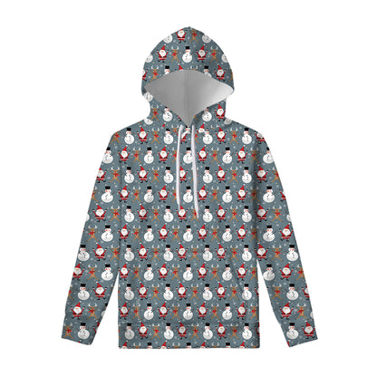 Santa Claus And Friends Pattern Print Pullover Hoodie
