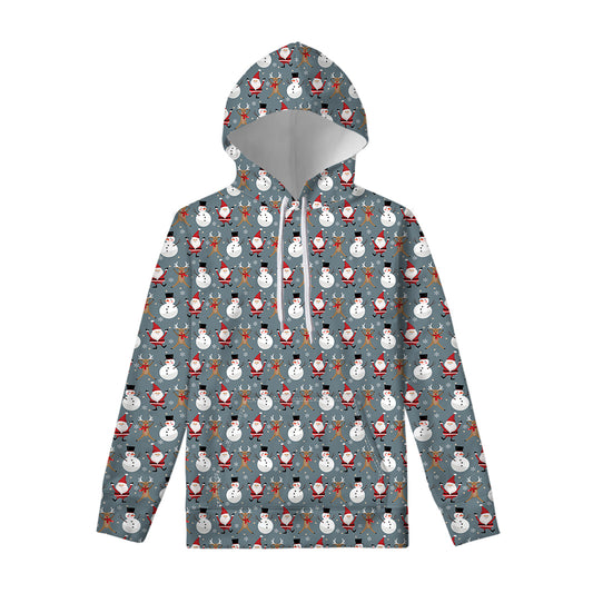 Santa Claus And Friends Pattern Print Pullover Hoodie