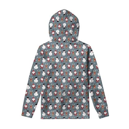 Santa Claus And Friends Pattern Print Pullover Hoodie