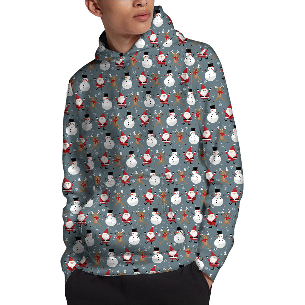 Santa Claus And Friends Pattern Print Pullover Hoodie