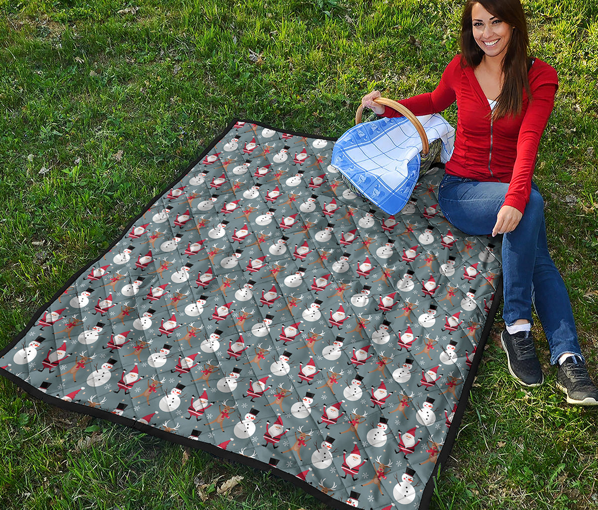 Santa Claus And Friends Pattern Print Quilt
