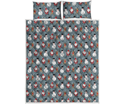 Santa Claus And Friends Pattern Print Quilt Bed Set