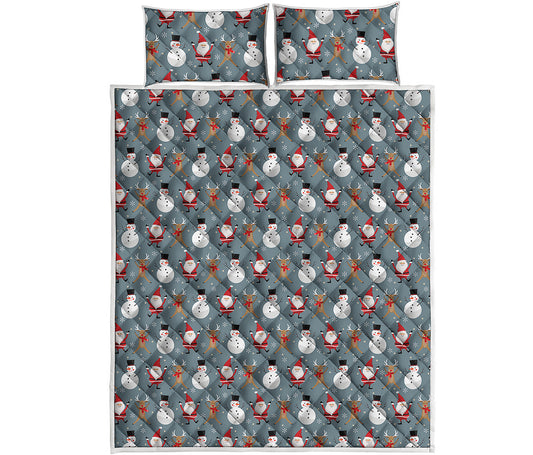 Santa Claus And Friends Pattern Print Quilt Bed Set