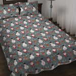 Santa Claus And Friends Pattern Print Quilt Bed Set