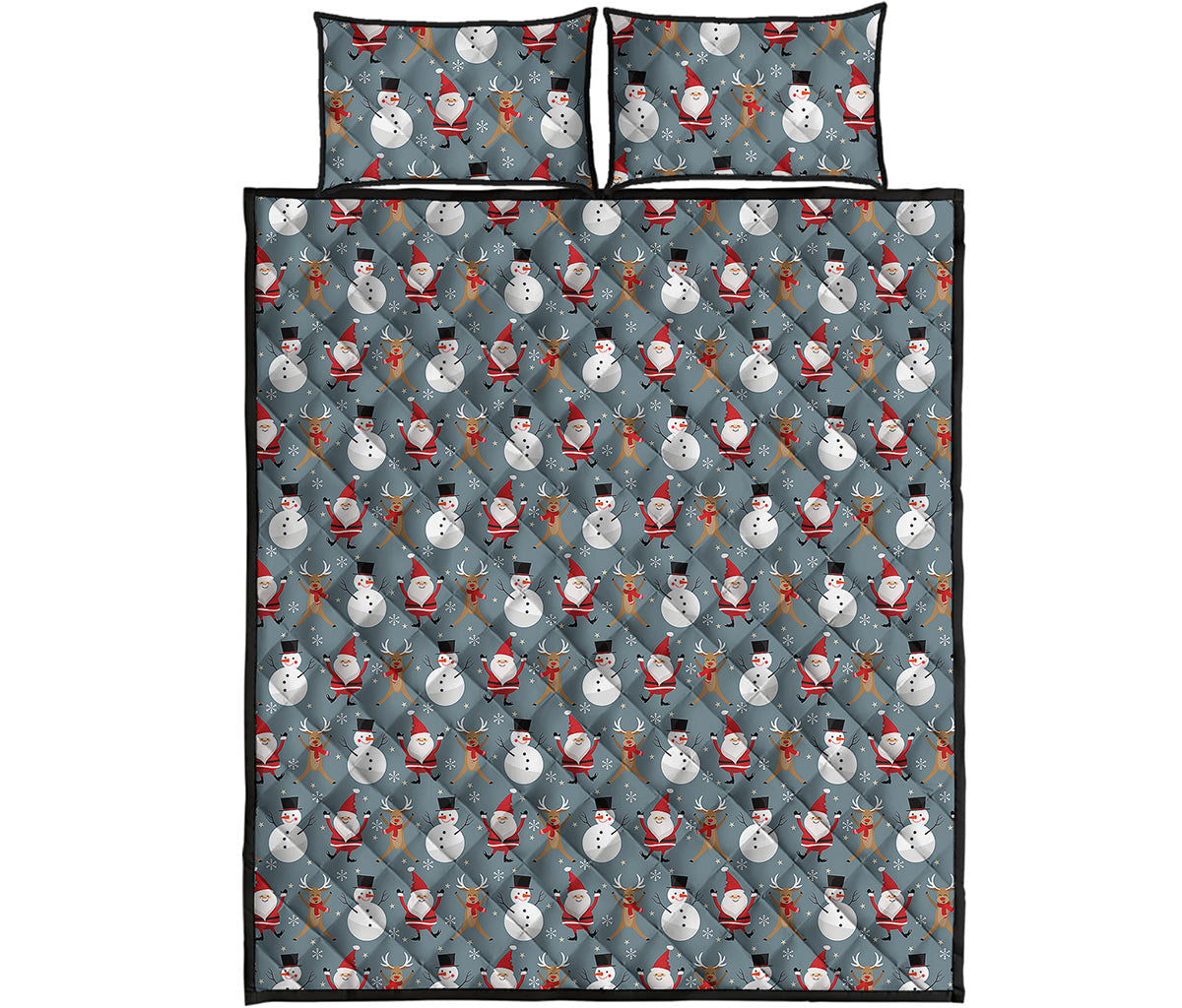 Santa Claus And Friends Pattern Print Quilt Bed Set