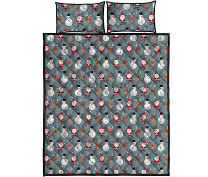 Santa Claus And Friends Pattern Print Quilt Bed Set