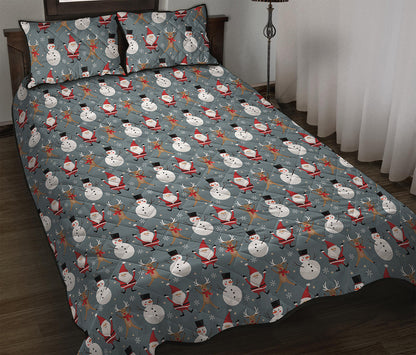 Santa Claus And Friends Pattern Print Quilt Bed Set