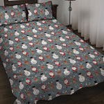 Santa Claus And Friends Pattern Print Quilt Bed Set