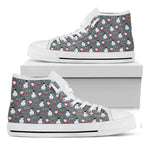 Santa Claus And Friends Pattern Print White High Top Shoes