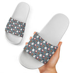 Santa Claus And Friends Pattern Print White Slide Sandals