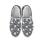 Santa Claus And Friends Pattern Print White Slip On Shoes