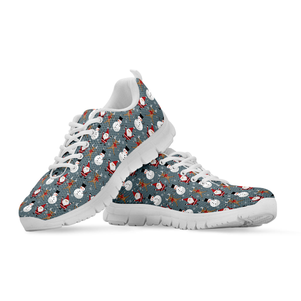 Santa Claus And Friends Pattern Print White Sneakers