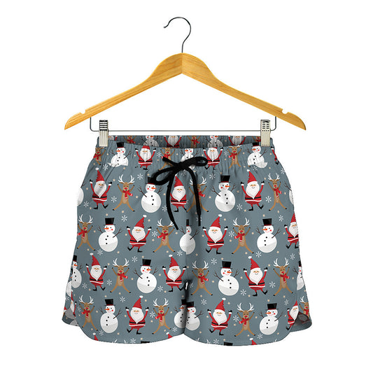 Santa Claus And Friends Pattern Print Women's Shorts