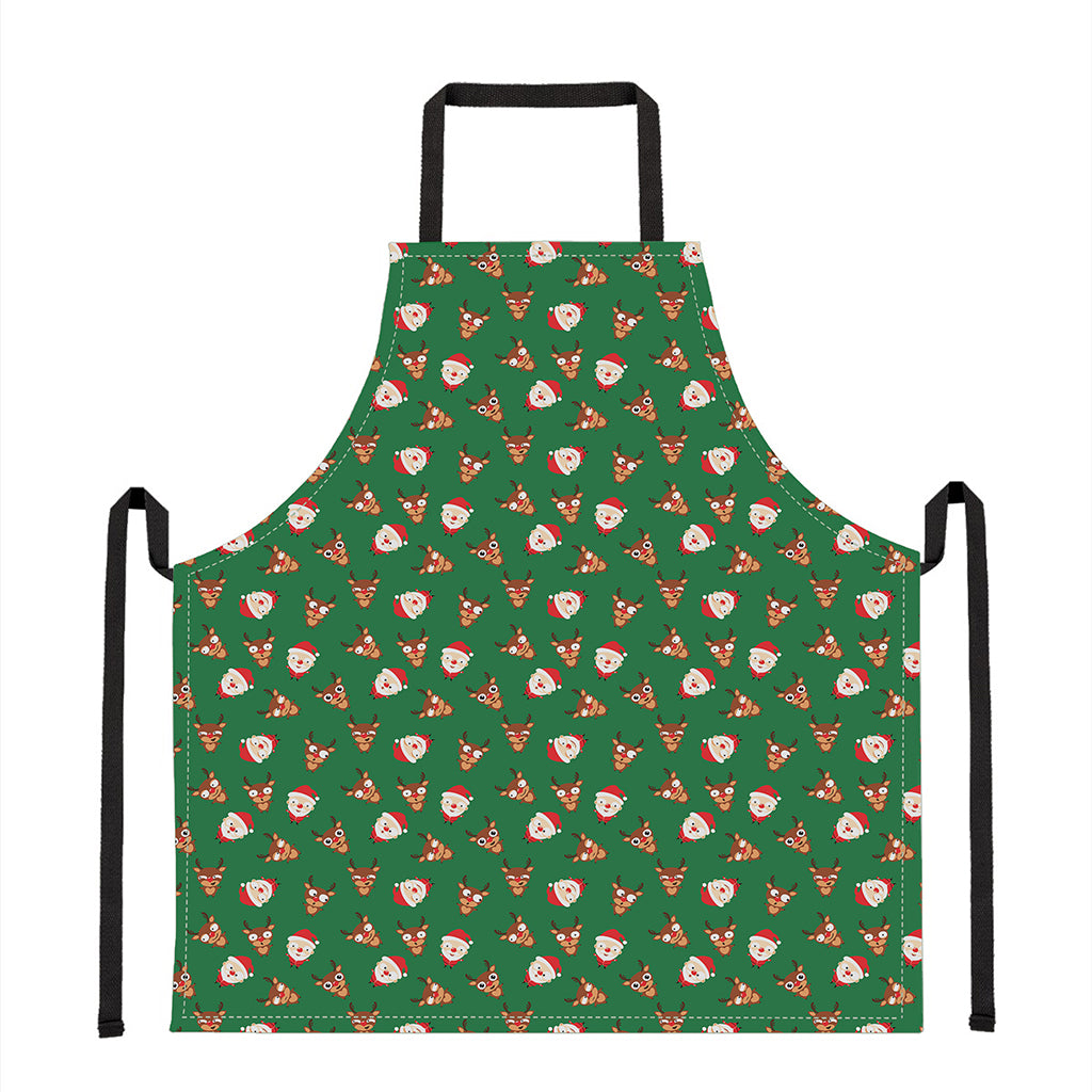 Santa Claus And Reindeer Emoji Print Apron