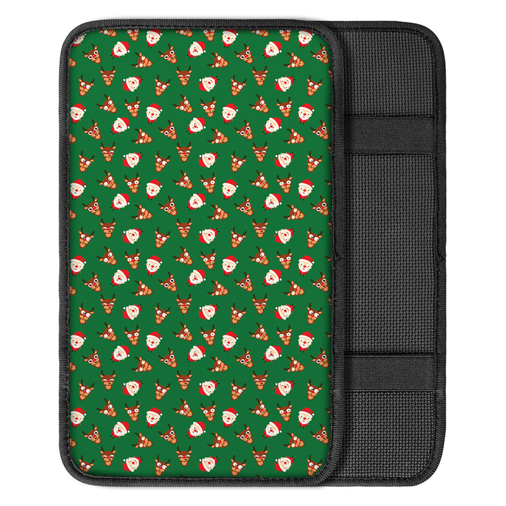 Santa Claus And Reindeer Emoji Print Car Center Console Cover