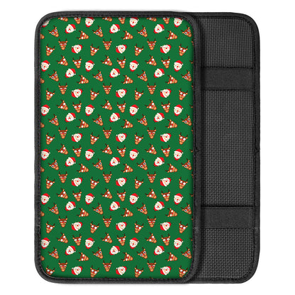 Santa Claus And Reindeer Emoji Print Car Center Console Cover