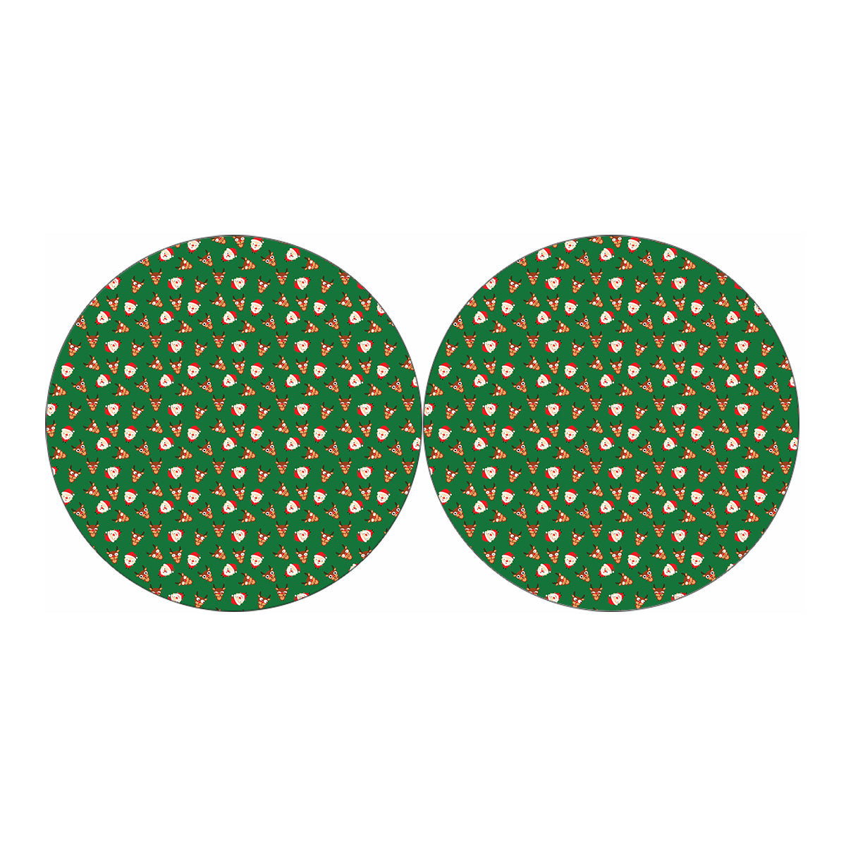 Santa Claus And Reindeer Emoji Print Car Coasters