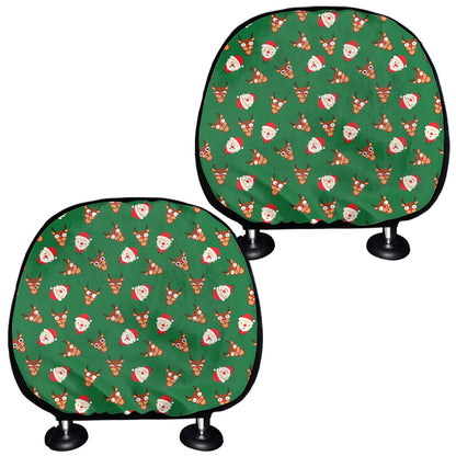 Santa Claus And Reindeer Emoji Print Car Headrest Covers