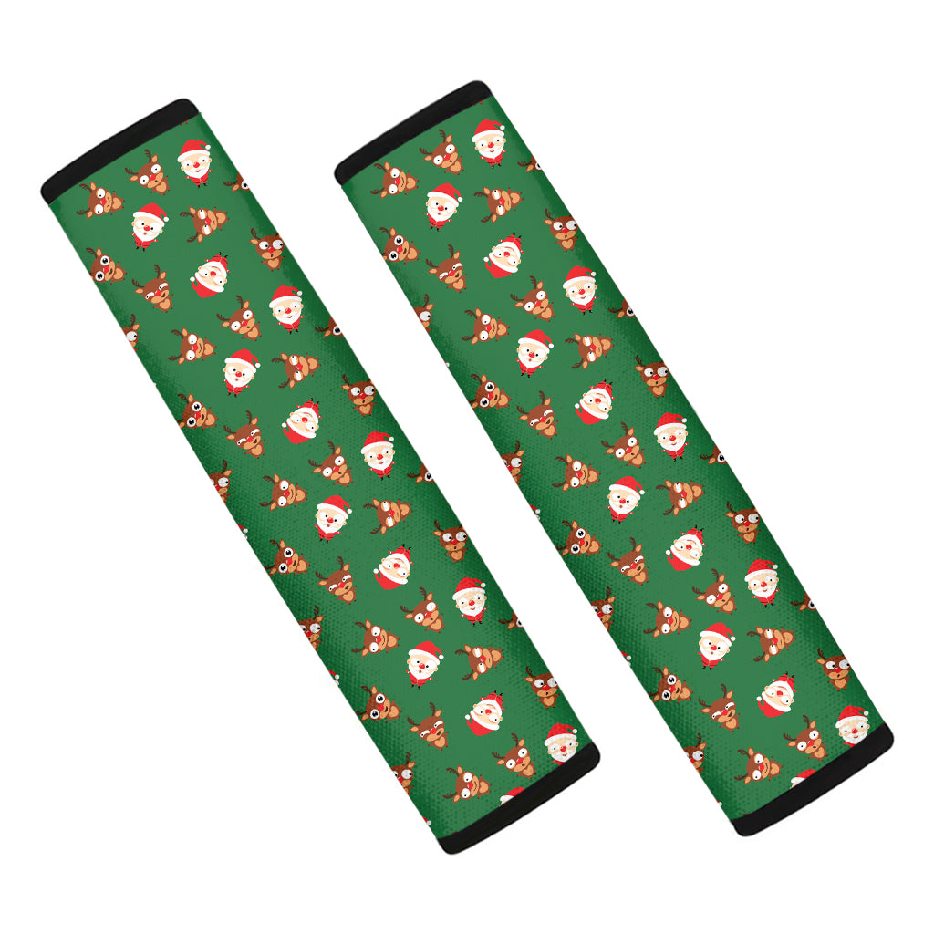 Santa Claus And Reindeer Emoji Print Car Seat Belt Covers