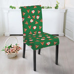 Santa Claus And Reindeer Emoji Print Dining Chair Slipcover