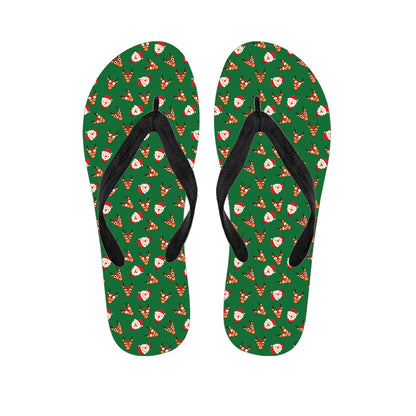 Santa Claus And Reindeer Emoji Print Flip Flops