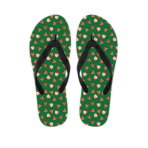 Santa Claus And Reindeer Emoji Print Flip Flops