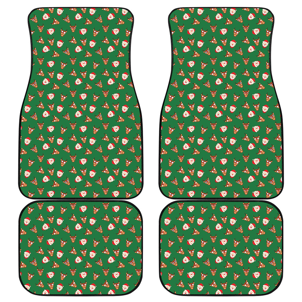 Santa Claus And Reindeer Emoji Print Front and Back Car Floor Mats