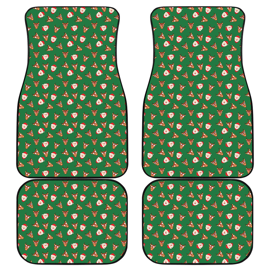 Santa Claus And Reindeer Emoji Print Front and Back Car Floor Mats